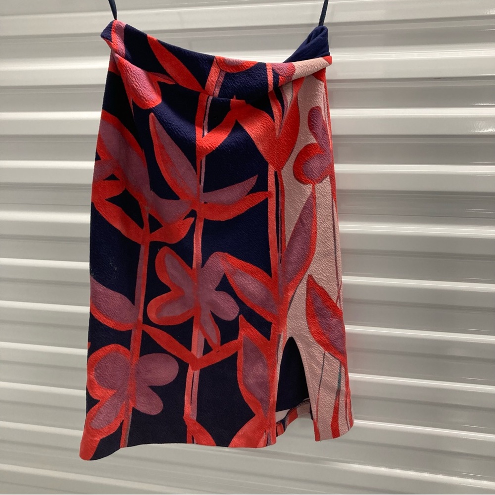 Maeve Red and Navy Floral Midi Skirt